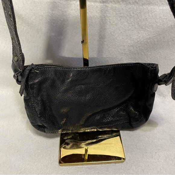 Free People Wade Leather Sling Black Crossbody Festival Bag - Picture 8 of 12